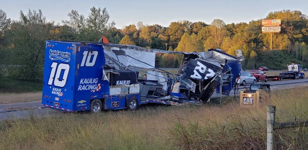 NASCAR Stewart-Haas Racing Hauler Faces Highway Crash During West Coast Swing