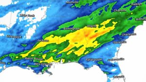 Heavy Showers and Thunderstorms Expected to Sweep Across Louisiana, Mississippi, and Alabama