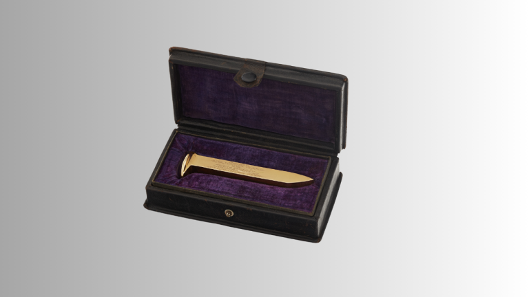 Golden Spike that Marked Completion of Alaska Railroad Returned to State After Auction!